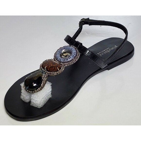 PRIMADONNA COLLECTION WOMEN SANDALS SIZE EURO 38 NEW IN BOX BLACK W/ BEADS 99010 - Picture 8 of 12
